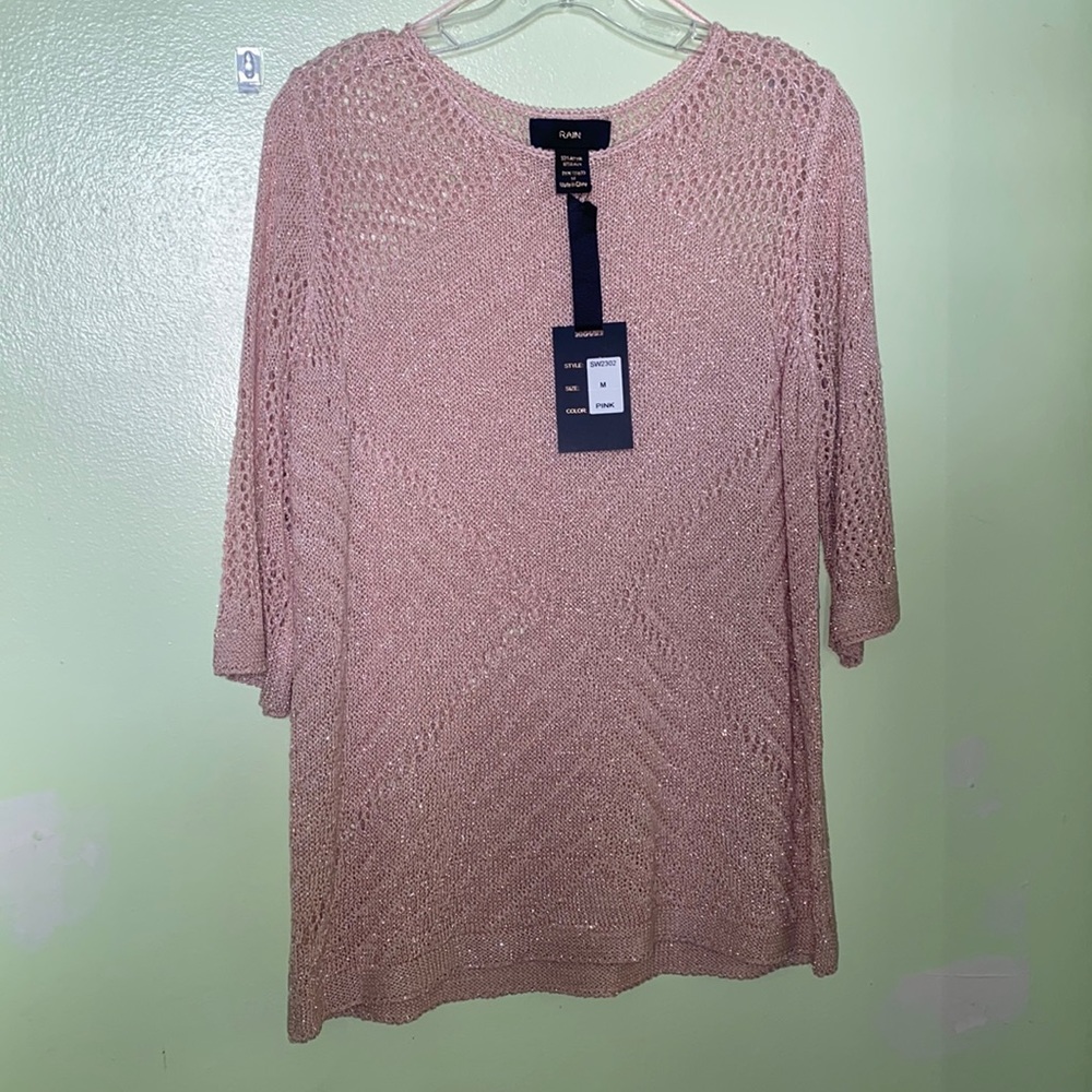 NWT Rain rose metallic sweater